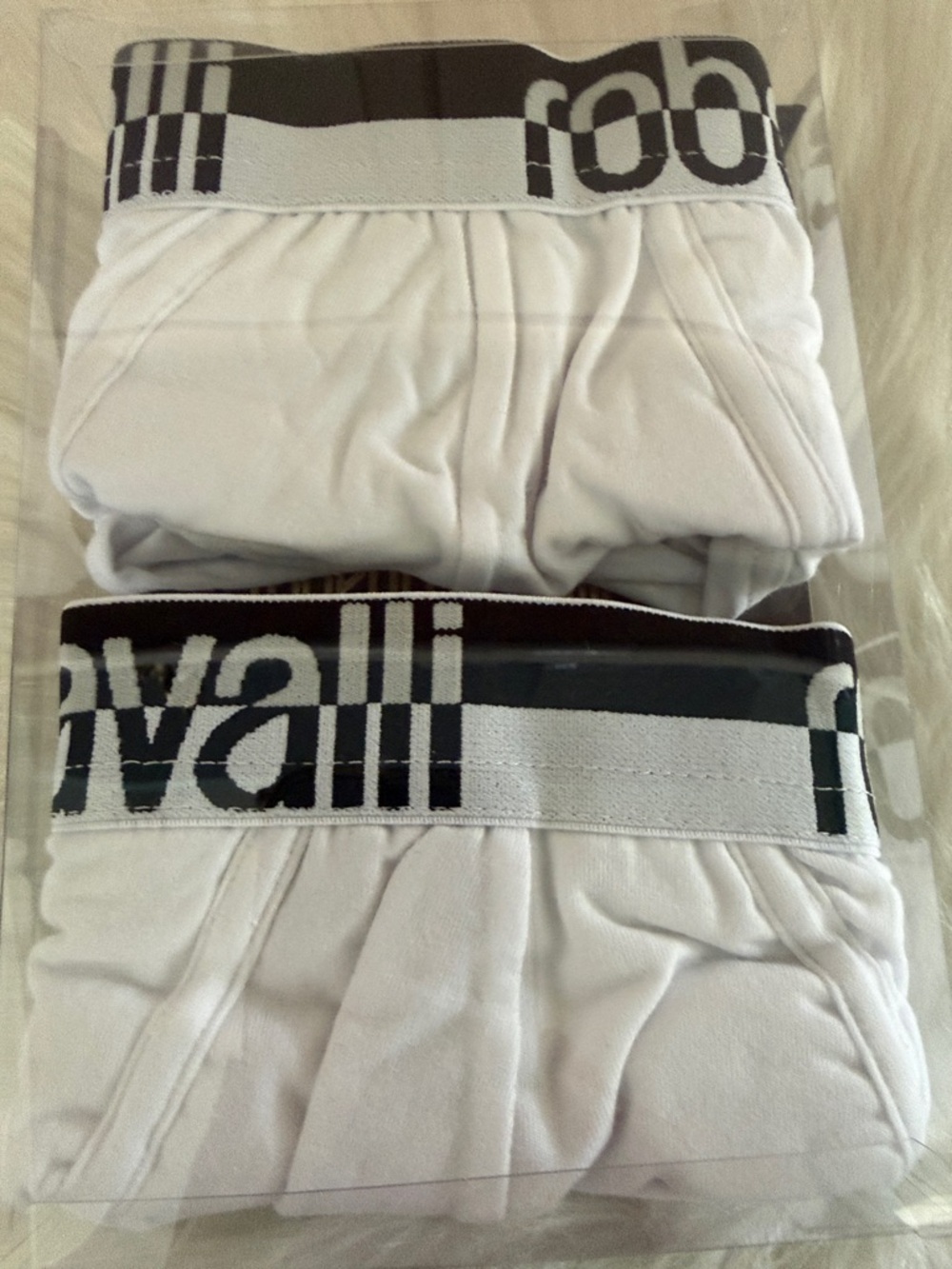 Roberto Cavalli White Men’s Briefs USA L EU XL Branded Waistband